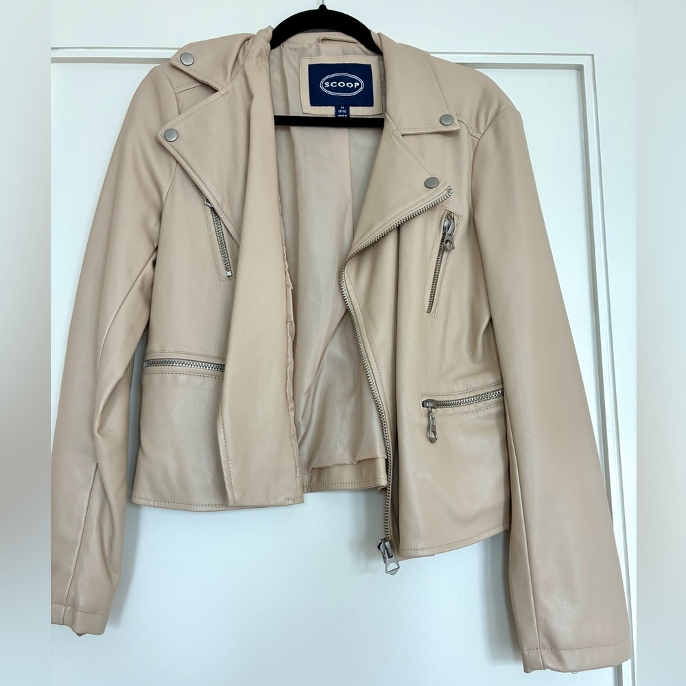 Women's SCOOP Tan vegan “Leather” Jacket size medium